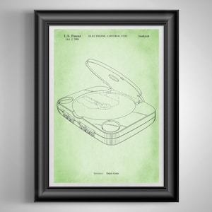 PlayStation Video Game Patent Print, Retro Console Wall Art, Gamer Gift, Gaming Room Blueprint Decor