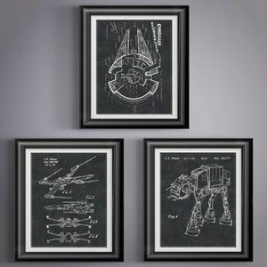 Star Wars Patent Geek Decor Star Wars Art Print Star Wars Nursery Star Wars Posters Star Wars Home Decor Star Wars Prints Set of 3 Wall Art