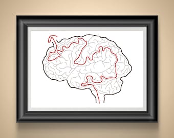 Anatomical Brain Print, Psychology Wall Art, Therapist Psychologist Gift, Neurology Medical Decor