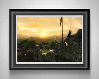 Geralt of Rivia Witcher Poster, High Fantasy Wall Art, Dark RPG Gift, Medieval Game Book Decor Print