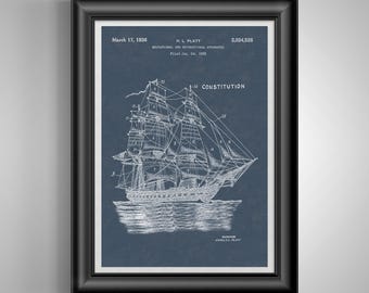 USS Constitution Nautical Print, Historic Warship Wall Art, Maritime History Gift, Sailor Navy Decor