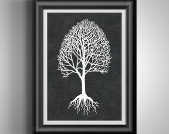 Rowan Tree Celtic Wall Art Print, Scottish Gaelic Nature Decor, Irish Heritage Gift, Botanical Poster