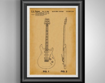 Paul Reed Electric Guitar Patent Art Gift for Guitar Player Gift for Electric Guitar Player Poster Gift for Husband Gift for Boyfriend