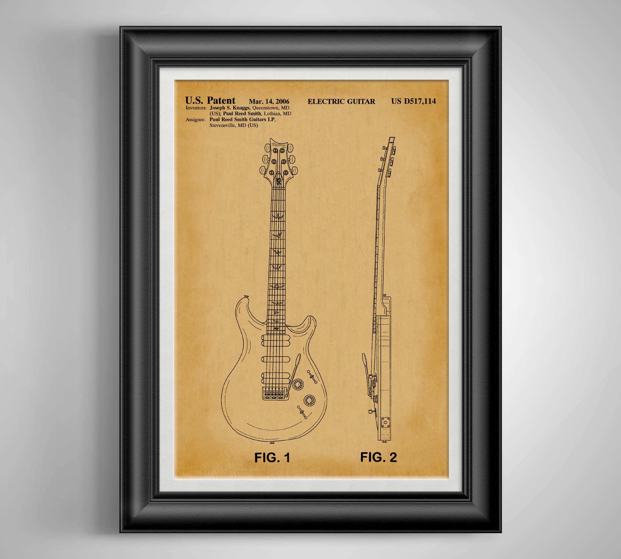 PRS Paul Reed Guitar Patent Art Print Musician Gift Electric 