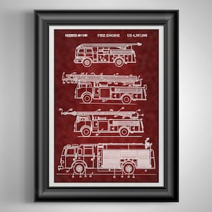 Firefighter Gift for Him Firefighter Decor Fireman Gifts Fire Truck Art Firetruck Print Fire Engine Poster