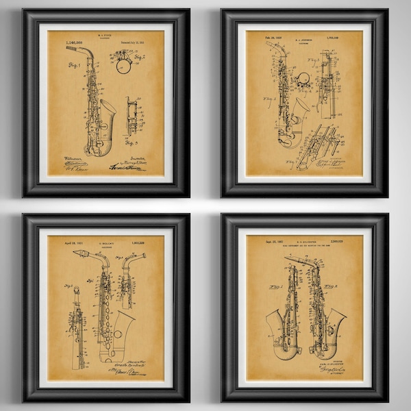 Saxophone Gifts Saxophone Player Gifts for Musicians Jazz Poster Gift for Jazz Lover Music Teacher Gift Music Room Decor Set of 4 Prints