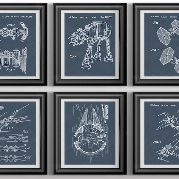 Star Wars Prints Star Wars Wall Art Science Fiction Art Star Wars Nursery Star Wars Gifts Star Wars Home Decor Set of 6 Prints Teen Boy Gift