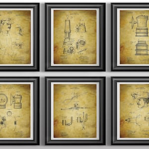 Coal Mining Patent Prints (Set of 6) Gift for Coal Miner Lamp Wall Art West Virginia Decor