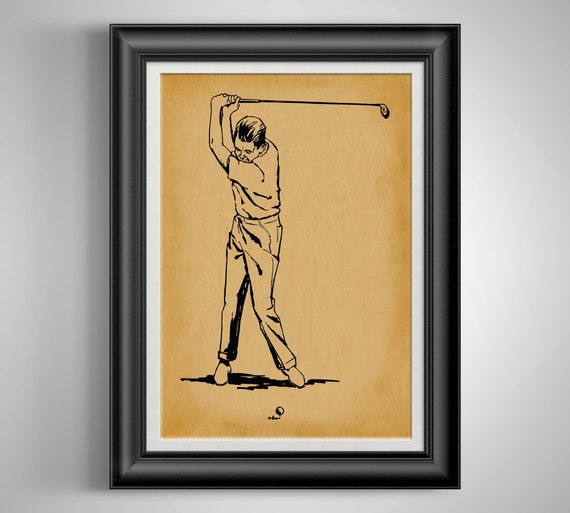 Golf Gifts For Men S Office Decor Minimalistic Art Man Etsy