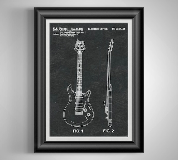 PRS Paul Reed Guitar Patent Art Print Musician Gift Electric
