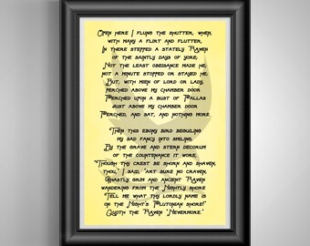 The Raven Literary Gothic Art Print, Edgar Allan Poe Wall Decor, Dark Academia Gift, Poetry Poster