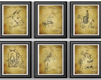 Rustic Farmhouse Wall Art Vintage Horse Cow Prints Western Ranch Decor Country Home Set