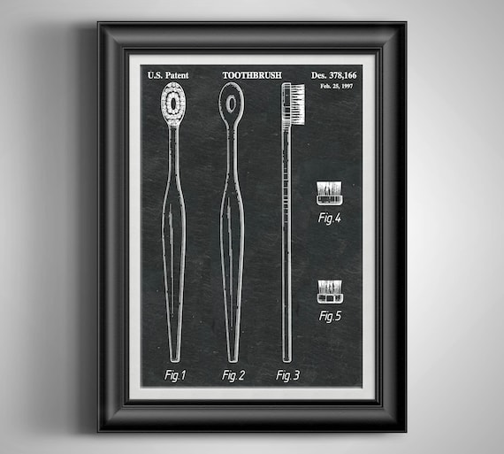 Unframed Toothbrush Patent Print Vintage Poster Wall Art Bathroom Decor Gift