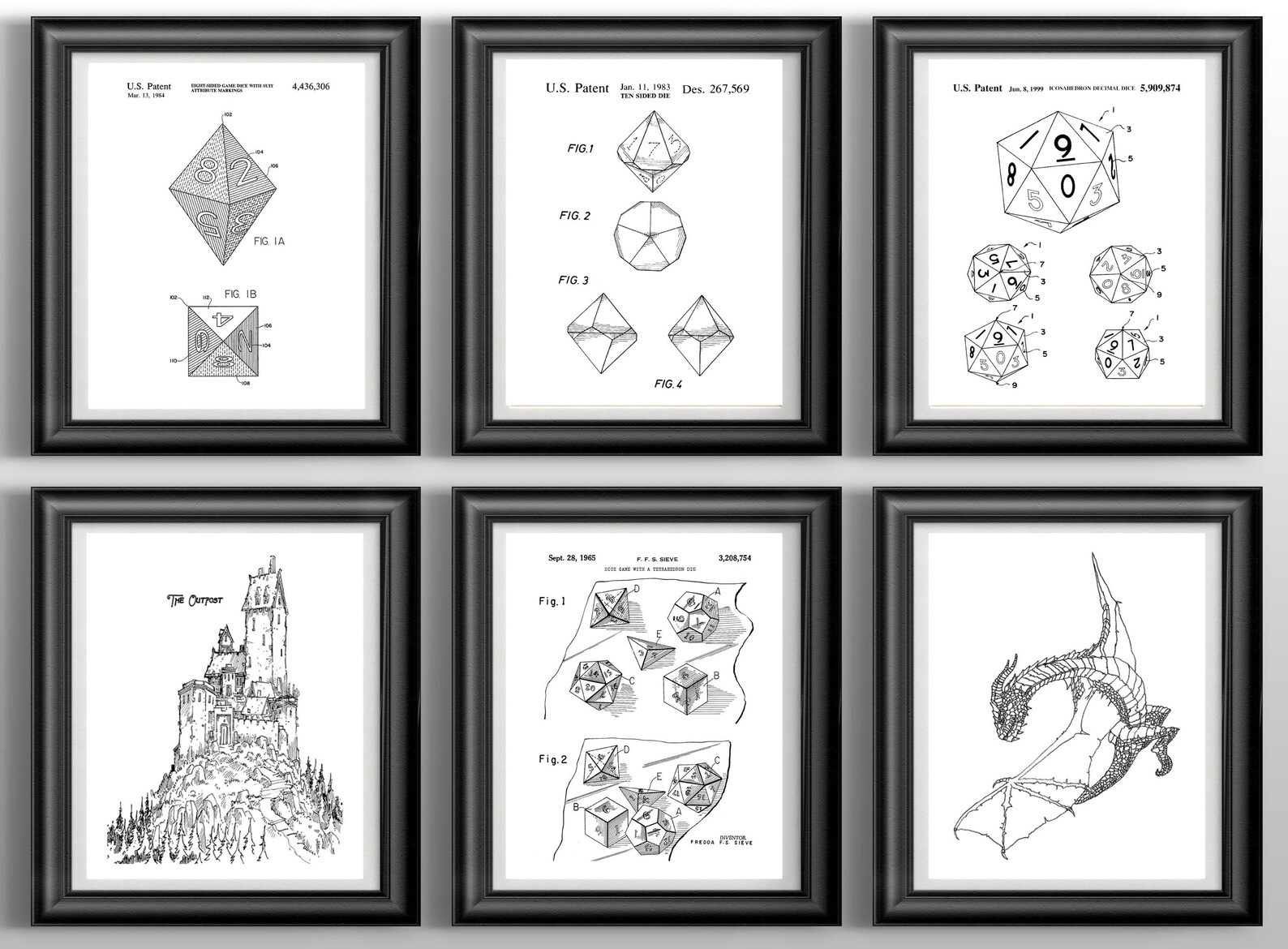 Dnd Gifts RPG Dice Set Dnd Accessories Dnd Wall Art Dnd Decor Etsy