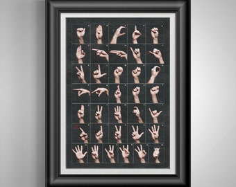 Sign Language Alphabet Print, ASL Wall Art, Deaf Culture Gift, Educational Classroom Decor Poster