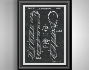 Mens Neck Tie Patent Print, Vintage Fashion Wall Art, Gentleman Gift, Office Wardrobe Decor Poster