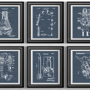 Nasa Poster Space Themed Nursery Moon Landing Teen Boy Gift Rocket Wall Decor Spaceships Set of Posters Space Nursery Print Set of 6 Prints