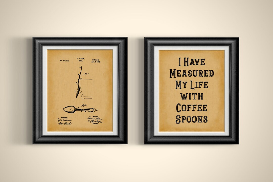 Coffee Wall Art Posters TS Eliot Coffee Spoons Typographic Print