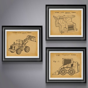 Construction Equipment Art Construction Nursery Decor Dump Truck Poster Little Boys Room Decor Play Room Decor Classroom Decoration Set of 3