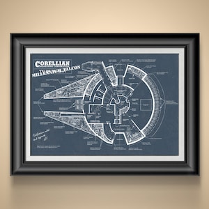 Millennium Falcon Blueprint Poster: Star Wars Patent Art