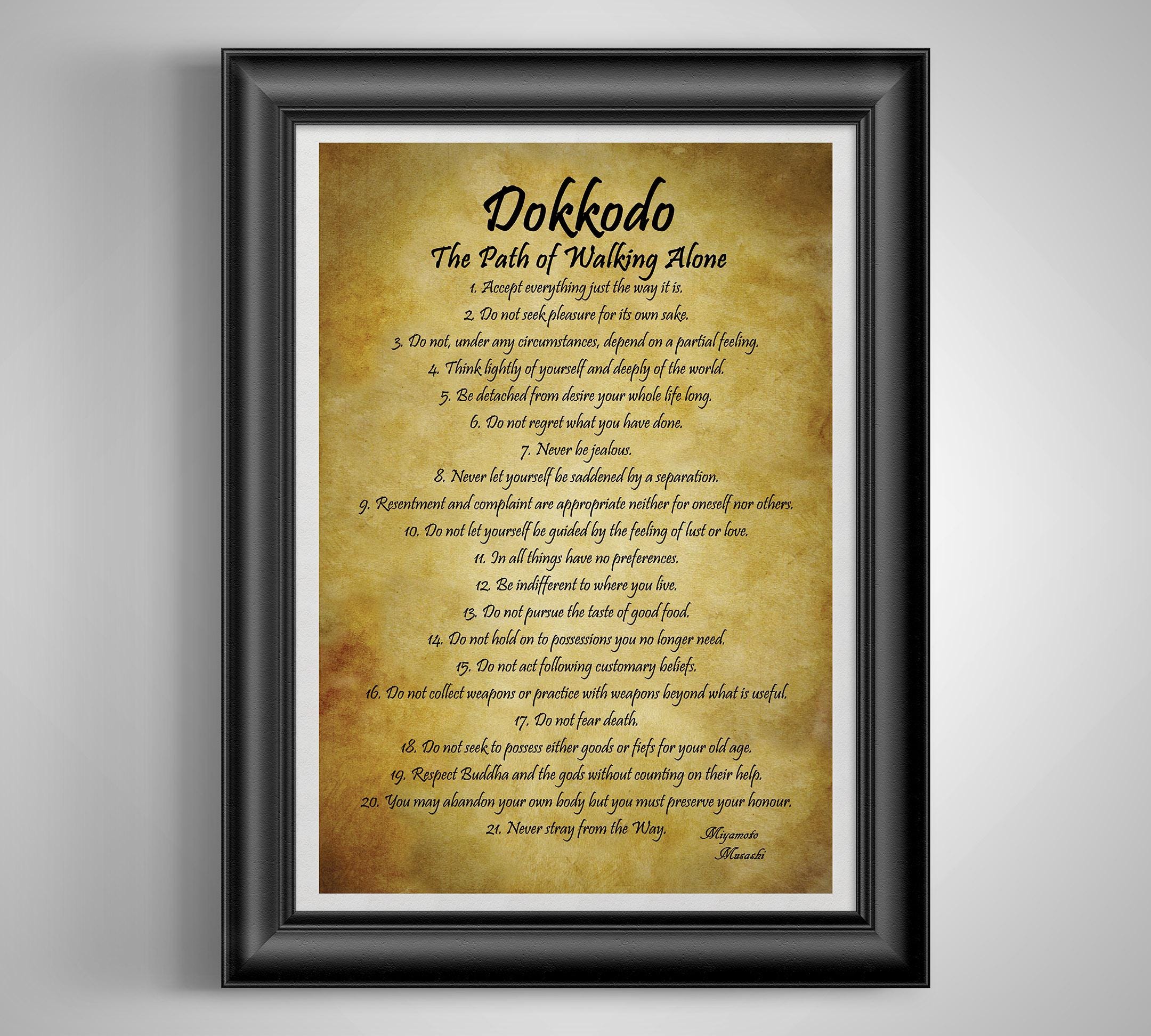 Miyamoto Musashi Dokkodo: Samurai Path of Solitude Minimalist Art