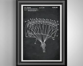 Paragliding Patent Print, Extreme Sports Aviation Wall Art, Adventure Gift, Flying Enthusiast Decor