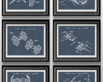 Star Wars Patent Print Set, Sci-Fi Wall Art, Galactic Home Decor, Movie Fan Gift, Blueprint Poster