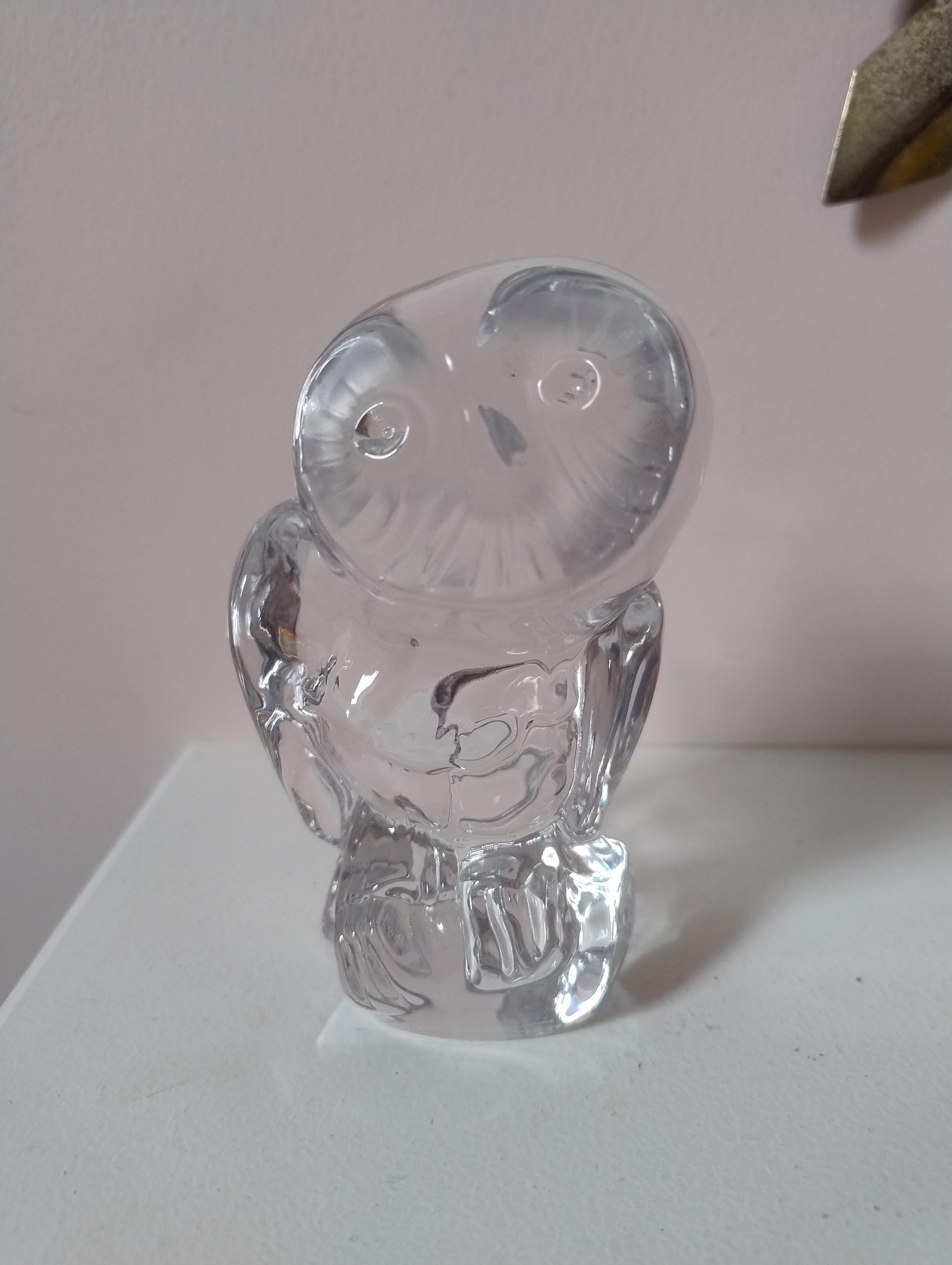 Daum Nancy crystal glass owl French design quality manufacture vintage mantel art