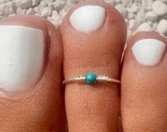 SILVER PLATED, 925 Sterling Silver Toe Ring/Foot Jewelry/turquoise toe ring/Silver toe ring/Adjustable turquoise toe ring/(Non Tarnish)