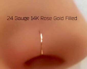 24 Rose Gold Nose Hoop Nose Ring G 18G 20G 22G 24G Gold Nose Piercing