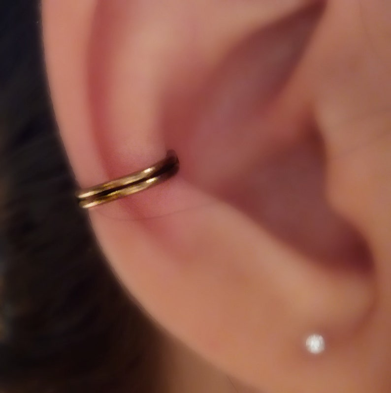 Double Silver Plated Gold or Silver Tragus Ring CuffConch RingDouble Tragus Ring CuffFake Piercing.HIGH quality SILVER PLATED wire.