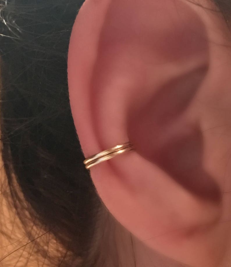 Double Silver Plated Gold or Silver Tragus Ring CuffConch RingDouble Tragus Ring CuffFake Piercing.HIGH quality SILVER PLATED wire.