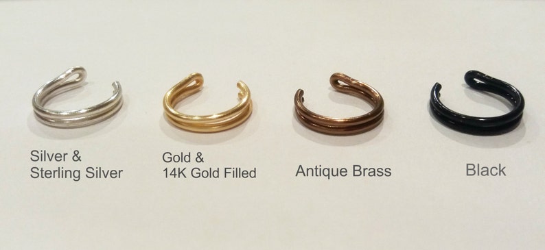 Double Silver Plated Gold or Silver Tragus Ring CuffConch RingDouble Tragus Ring CuffFake Piercing.HIGH quality SILVER PLATED wire.