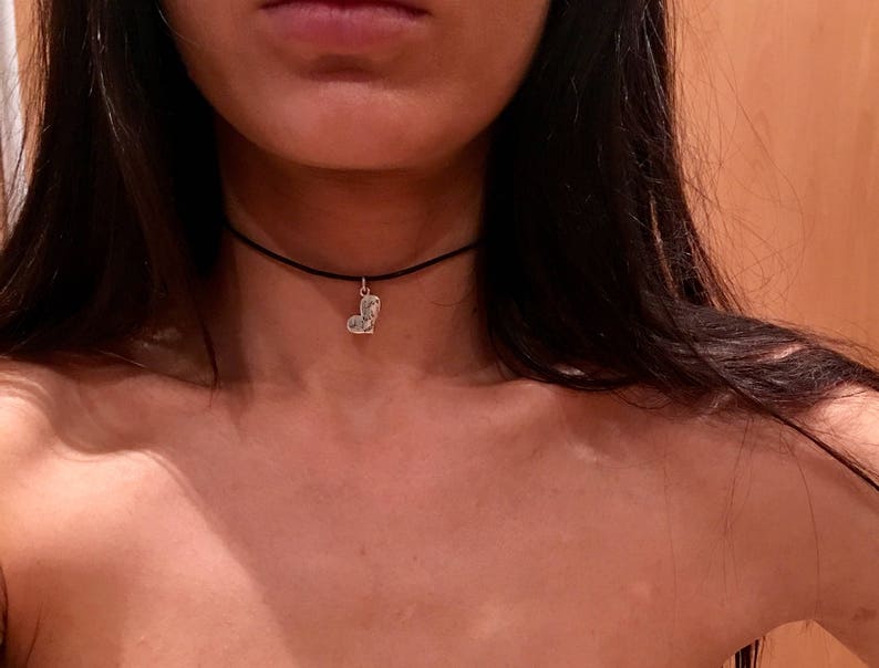 Boho Choker Heart Choker Leather Choker Leather Necklace Choker Black Choker Heart Necklace