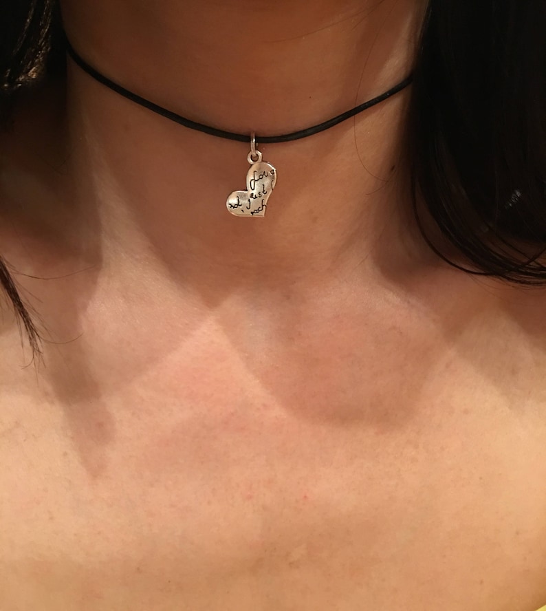Boho Choker Heart Choker Leather Choker Leather Necklace Choker Black Choker Heart Necklace