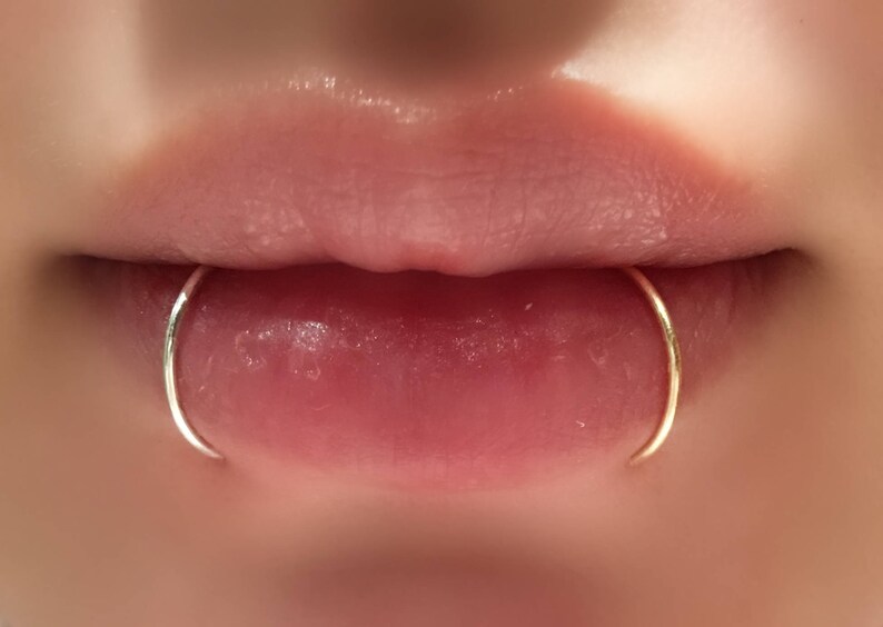 Как выглядит прокол губы внутри Hypoallergenic Fake lip ring Fake lip piercing Ring Stainless Etsy