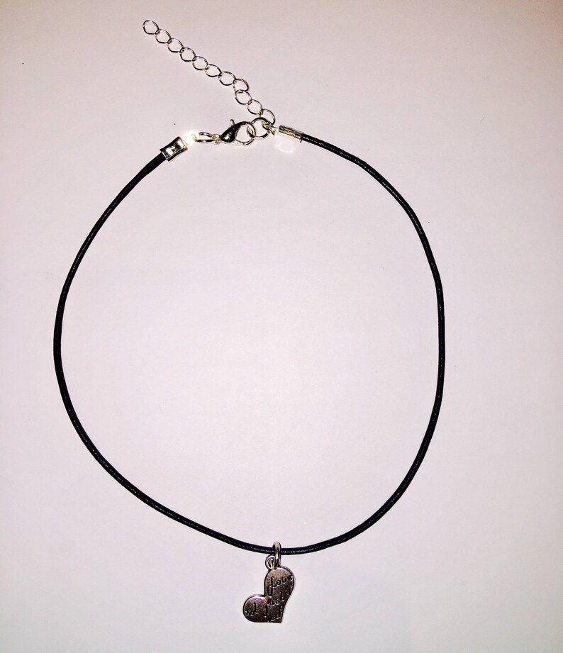 Boho Choker Heart Choker Leather Choker Leather Necklace Choker Black Choker Heart Necklace