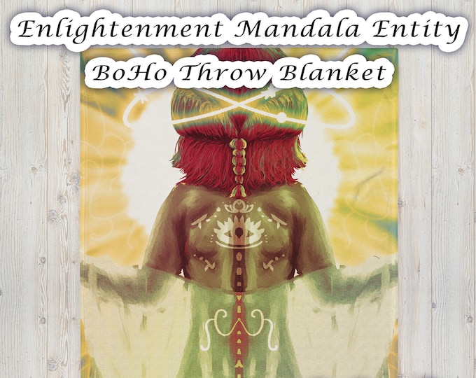 Enlightenment Mandala Entity • BoHo Throw Blanket • 50x60 Fleece Quilt for Kids & Adults • Zen Sacred Geometry Design • Yoga Meditation Gift