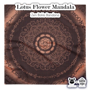 Lotus Blumen Mandala • Zen BoHo Bandana • Florale Heilige Geometrie Kunst • Haustier Accessoire • Hippie Biker Kopf Wrap • Taschentuch & Haargummi Geschenk