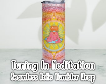 Tuning In Meditation • Seamless BoHo Tumbler Wrap • Spiritual Sublimation 20oz • Sacred Geometry Mandala Art • PNG Download • Crafting Gift