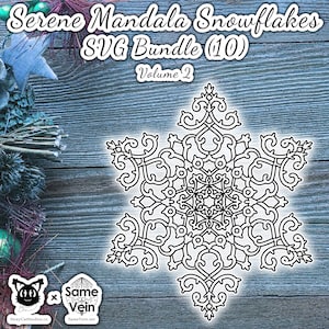 Serene Mandala Snowflakes • SVG Bundle 10 V.2 • Zen Winter Clipart • Festive Holiday Décor Gift • Christmas Cricut Craft • Sacred Geometry