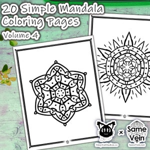 20 Simple Mandala Coloring Pages • Volume 4 • Zen Coloring Bundle for Adults and Children • Instant Digital Download and Printable