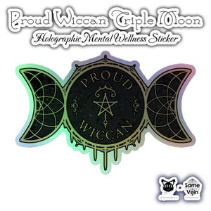 Fière triple lune wicca • Sticker holographique bien-être mental • Art spirituel mandala sacré sacré • Décoration zen • Cadeau sticker méditation boho