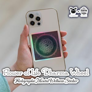 Dharmawiel Flower of Life • Holografische sticker geestelijke wellness • Spirituele heilige geokunst • Zen-mandaladecor • BoHo-meditatiecadeau