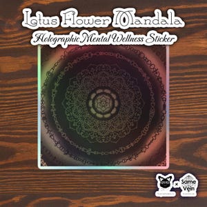 Lotusbloem-mandala • Holografische sticker geestelijke wellness • Spirituele heilige geometrie kunst • Zen-laptopdecor • BoHo-meditatie sticker cadeau