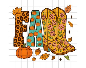 Fall Cowboy Boots PNG: Western Autumn Clipart (Digital Download