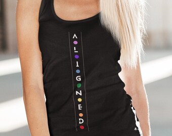 Camisa de chakra camisa espiritual sete chakras regata afirmação de chakra alinhada af nova era yoga meditação presente ideal regata racerback