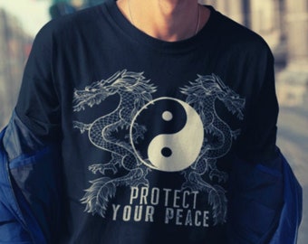 Dragon Aesthetic Shirt Yin And Yang Shirt Academia Clothing Ying Yang Shirts Yin Yang Alt Clothing Goblincore Aesthetic Clothes Goth Clothes