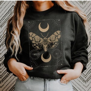 Witchy Clothing Mystical Butterfly Sweatshirt Mystical Shirt Moon Shirt Dark Academia Tarot Shirt witchy shirt celestial moon and stars