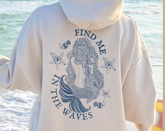 Ocean Inspired Style Mermaid Hoodie Coconut Girl Hoodie Ocean Beach Hoodie Mermaidcore Beachy Hoodie Surf Tattoo Wave Mermaid Top Aesthetic